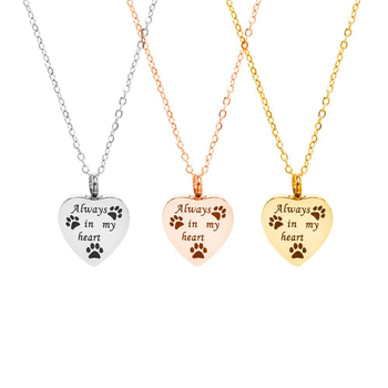 Κολιέ με θήκη για τέφρα αγαπημένου κατοικίδιου σε σχήμα καρδιάς — απλό unisex στυλ, υλικό: τιτάνιο-ατσάλι, αλυσίδα με στριφτή πλέξη, μήκος 21–50 cm με επέκταση έως 10 cm