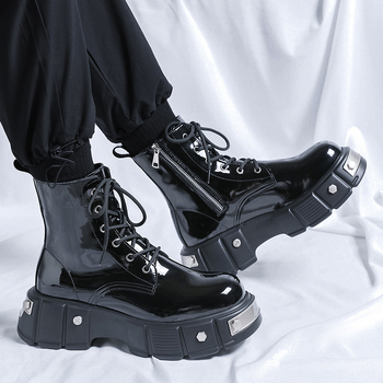 Martin bateliai su gumine paduve, viršus iš mikropluošto, aukštas viršus, apvali nosis