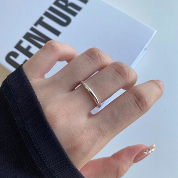 Дамски пръстен от 925 сребро с геометричен кръгъл дизайн, прост стил, електроплатиран бижута
