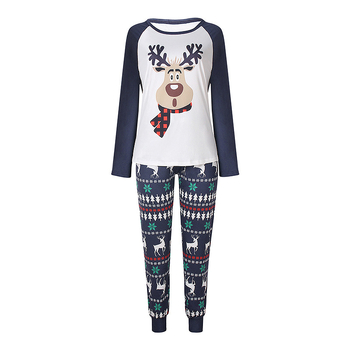 Γυναικείος σετ πιτζάμες με χριστουγεννιάτικο τύπωμα, μακριά μανίκια — φθινόπωρο 2023, ύφασμα πολυεστέρα-ελαστάνη, ραγκλάν μανίκια, παντελόνες