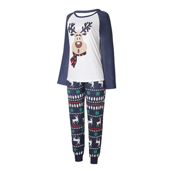 Γυναικείος σετ πιτζάμες με χριστουγεννιάτικο τύπωμα, μακριά μανίκια — φθινόπωρο 2023, ύφασμα πολυεστέρα-ελαστάνη, ραγκλάν μανίκια, παντελόνες