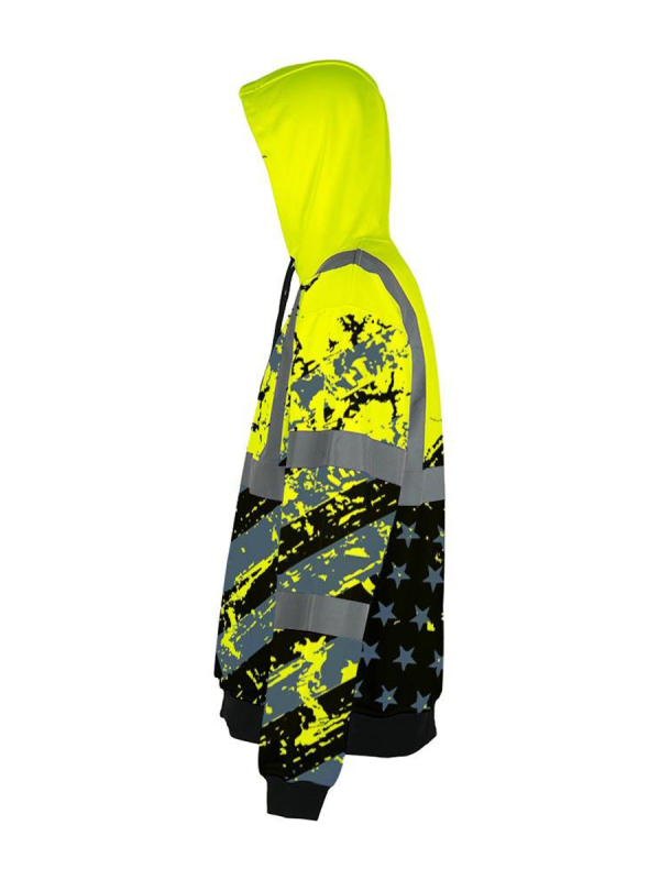 Φούτερ με κουκούλα για εργασία, 3D ψηφιακή εκτύπωση λογότυπου, ανακλαστικό, κύριο ύφασμα 75% βαμβάκι, επένδυση 65% βαμβάκι, για άνδρες