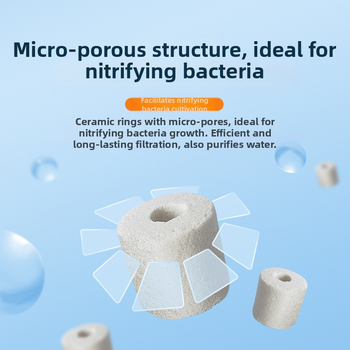 Akvariumui filtravimo terpė: keraminių žiedų ir stiklo žiedų biocheminiam filtravimui, 500 g