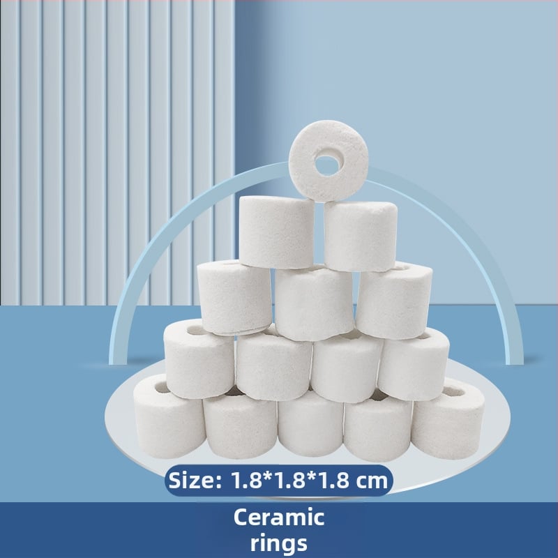 Akvariumui filtravimo terpė: keraminių žiedų ir stiklo žiedų biocheminiam filtravimui, 500 g