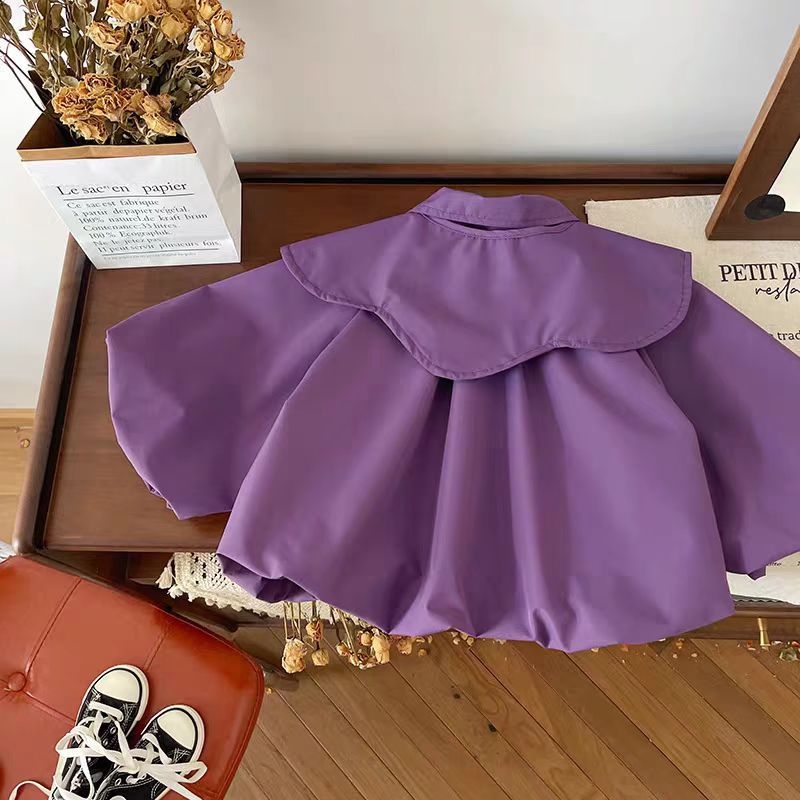 Dječji kaput za djevojčice, korejskog stila, okrugli ovratnik, kratka duljina, poliester tkanina