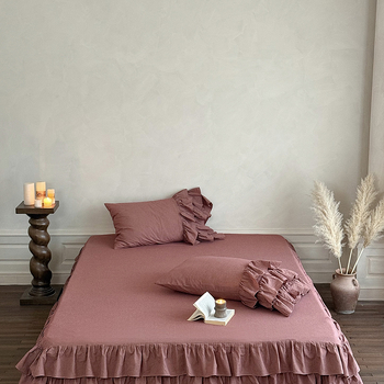 60-count medvilnės keturių dalių patalynės komplektas, reaktyvus dažymas, plautas medvilnė, viengubas spalva, šiuolaikinis minimalistinis stilius