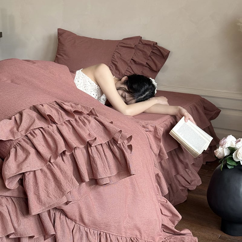 60-count medvilnės keturių dalių patalynės komplektas, reaktyvus dažymas, plautas medvilnė, viengubas spalva, šiuolaikinis minimalistinis stilius