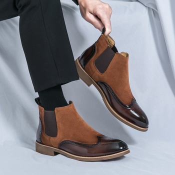 Δερμάτινες μποτάκια PU με μυτερό δάχτυλο, μεσαίο ύψος μποτάκι, χαμηλό κλινο τακούνι, στυλ Martin