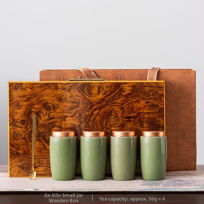 Keraminė uždaroma arbatos talpykla su Ge Kiln modeliu, Ice Crack glazūra, šiuolaikiškas minimalistinis stilius, sveria 2,5