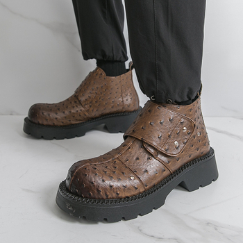 Vyriniai Martin batai: PU viršus, guminė padena, apvali nosis, vidutinio aukščio kulnas 3–5 cm, Magiška juosta