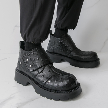 Vyriniai Martin batai: PU viršus, guminė padena, apvali nosis, vidutinio aukščio kulnas 3–5 cm, Magiška juosta