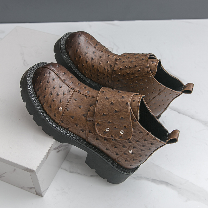 Vyriniai Martin batai: PU viršus, guminė padena, apvali nosis, vidutinio aukščio kulnas 3–5 cm, Magiška juosta