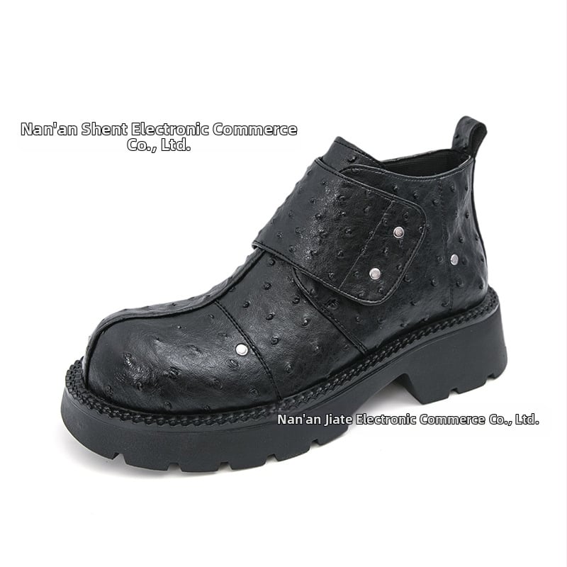 Vyriniai Martin batai: PU viršus, guminė padena, apvali nosis, vidutinio aukščio kulnas 3–5 cm, Magiška juosta