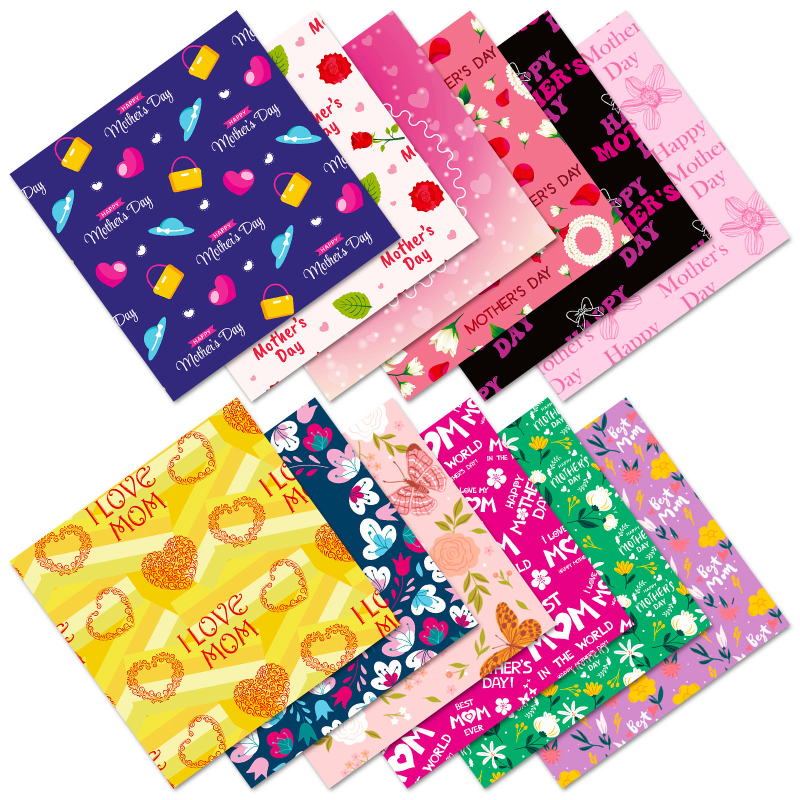 Σετ χάρτινων ευχών για τη Γιορτή της Μητέρας, Leopard Products, 12 φύλλα ανά πακέτο, 80 g επικαλυμμένο χαρτί εξώφυλλο + 160 g offset χαρτί εσωτερικό, Εκτύπωση