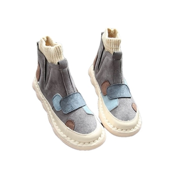 Ρετρό γυναικεία μποτάκια από σουέντ με στρογγυλό δάχτυλο, κλασικού τύπου κλίση τακουνιού 4–6 cm, επένδυση φλίς, σόλα από καουτσούκ.