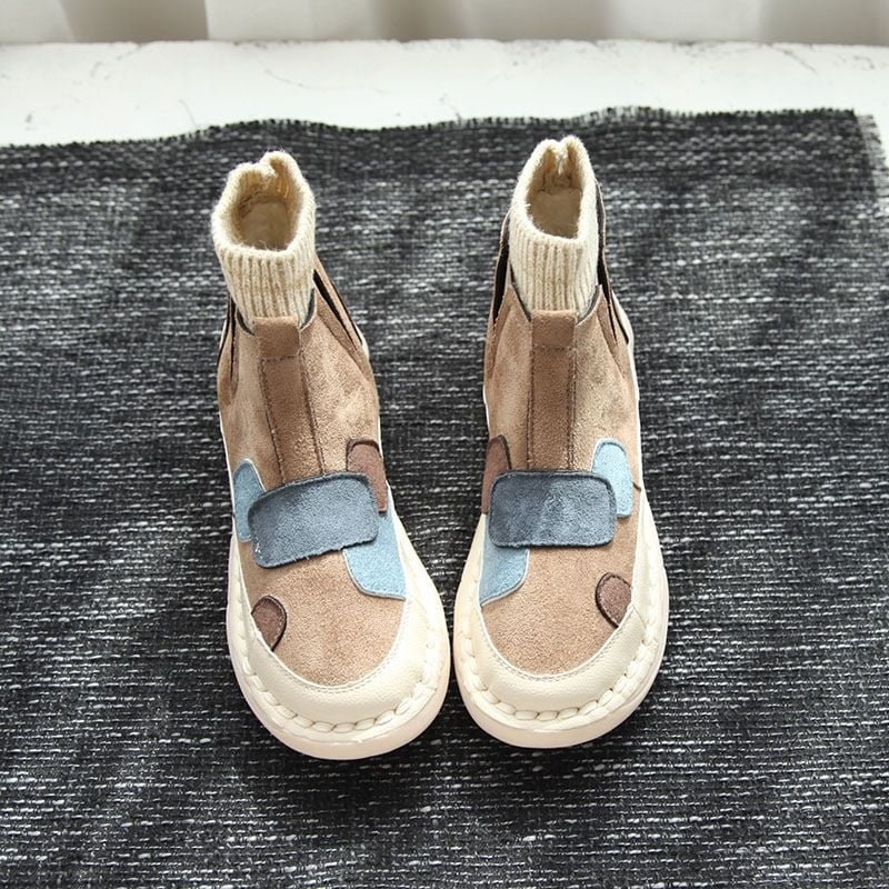 Retro velúr női rövidcsizma kerek orrú, 4–6 cm-es szögletes sarokkal, fleece-bélésű, gumitalpú.