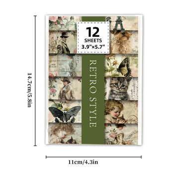 12 φύλλα χαρτιού φόντου ημερολογίου με θέμα Μεσαιωνική Αγγλική Ρομαντική Πόλη — χειροποίητο, 80 g καλυπτικό χαρτί + 160 g offset χαρτί