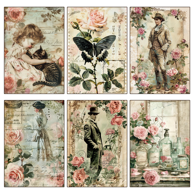 12 φύλλα χαρτιού φόντου ημερολογίου με θέμα Μεσαιωνική Αγγλική Ρομαντική Πόλη — χειροποίητο, 80 g καλυπτικό χαρτί + 160 g offset χαρτί