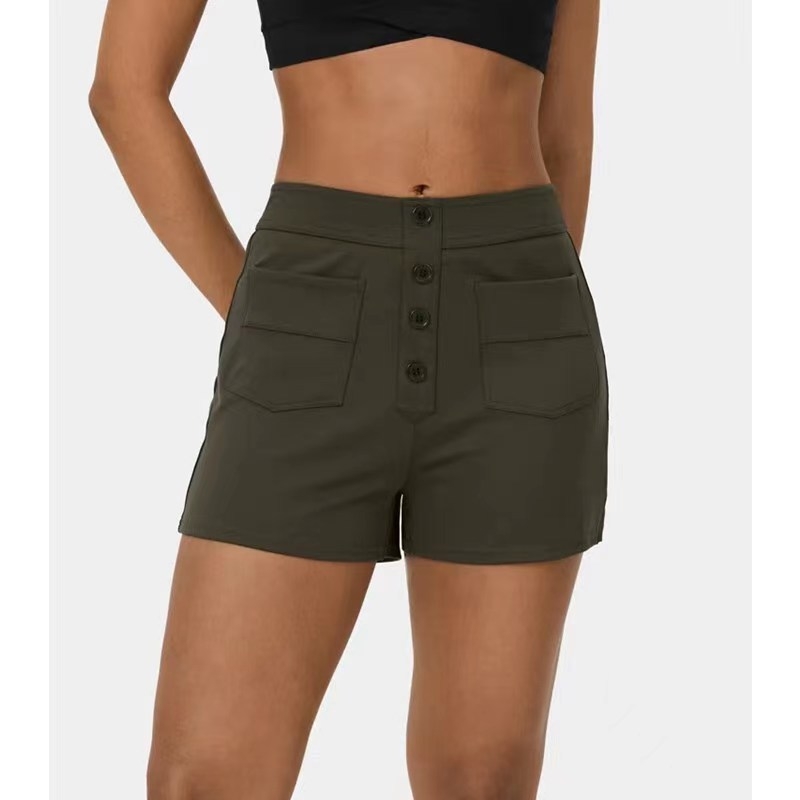 Шорти от полиестер, средна талия, средна дебелина, висока еластичност, колажно шиене