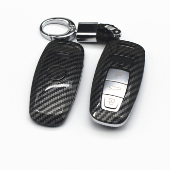 Audi raktų dėklas su anglies pluošto raštu, ABS medžiaga, pilna apsauga, suderinamas su A6L/A7 (2020), A8L ir Q8 — Modelis 00062
