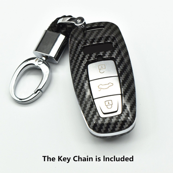 Audi raktų dėklas su anglies pluošto raštu, ABS medžiaga, pilna apsauga, suderinamas su A6L/A7 (2020), A8L ir Q8 — Modelis 00062