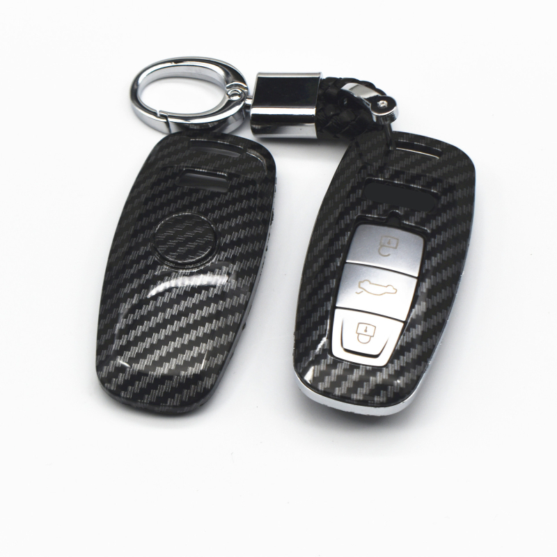 Audi raktų dėklas su anglies pluošto raštu, ABS medžiaga, pilna apsauga, suderinamas su A6L/A7 (2020), A8L ir Q8 — Modelis 00062