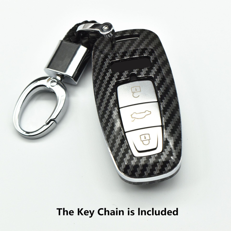 Audi raktų dėklas su anglies pluošto raštu, ABS medžiaga, pilna apsauga, suderinamas su A6L/A7 (2020), A8L ir Q8 — Modelis 00062