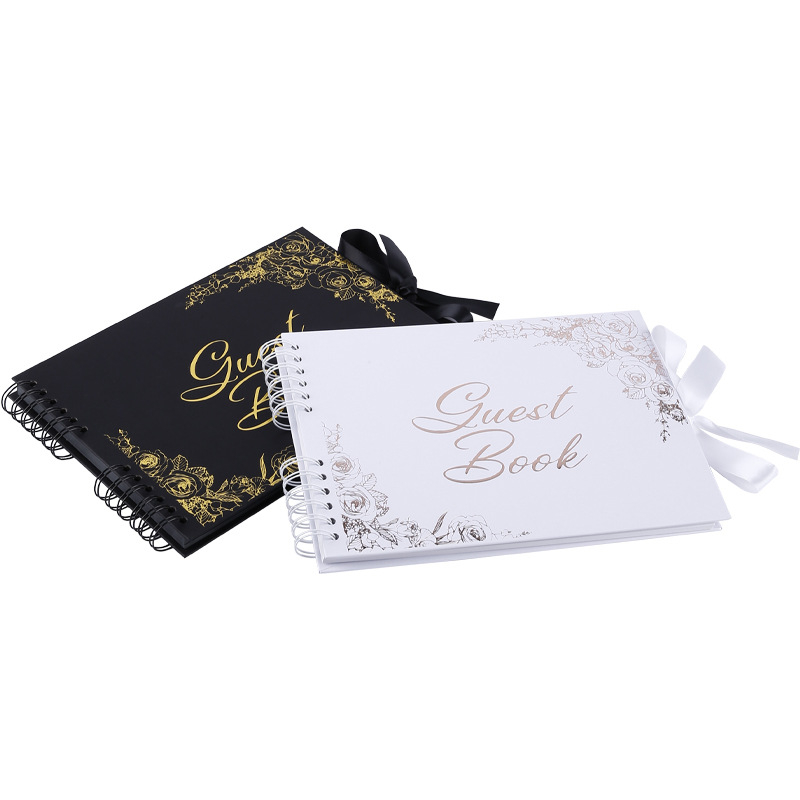 Αλμπουμ για επισκέπτες με σπειροειδή δέσιμο από kraft χαρτόνι, 40 σελίδες, εσωτερικές σελίδες: 230 g μαύρη κάρτα / 210 g λευκό διπλής κόλλησης χαρτί