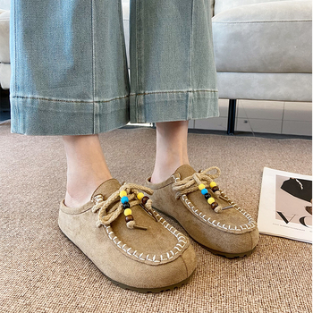 V991 mule su vidinio aukščio padidinimo modelis, apvalios nosies, slip-on, stora padanga, PU viršus, dirbtinė oda viduje