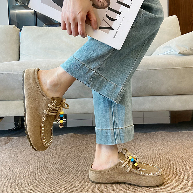 V991 mule su vidinio aukščio padidinimo modelis, apvalios nosies, slip-on, stora padanga, PU viršus, dirbtinė oda viduje