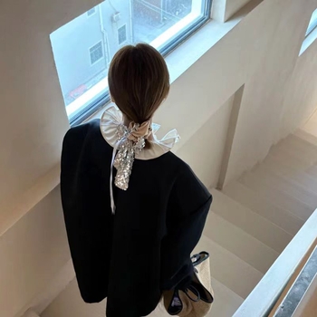 Korėjiečių stiliaus plaukų gumelė su blizgučiais kaspide, audinys, rankų darbo, aukštas elastingumas, prekinis ženklas Yaya Trend