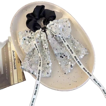 Korėjiečių stiliaus plaukų gumelė su blizgučiais kaspide, audinys, rankų darbo, aukštas elastingumas, prekinis ženklas Yaya Trend