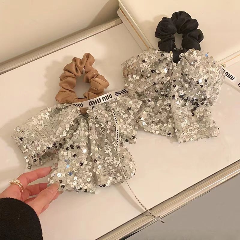 Korėjiečių stiliaus plaukų gumelė su blizgučiais kaspide, audinys, rankų darbo, aukštas elastingumas, prekinis ženklas Yaya Trend