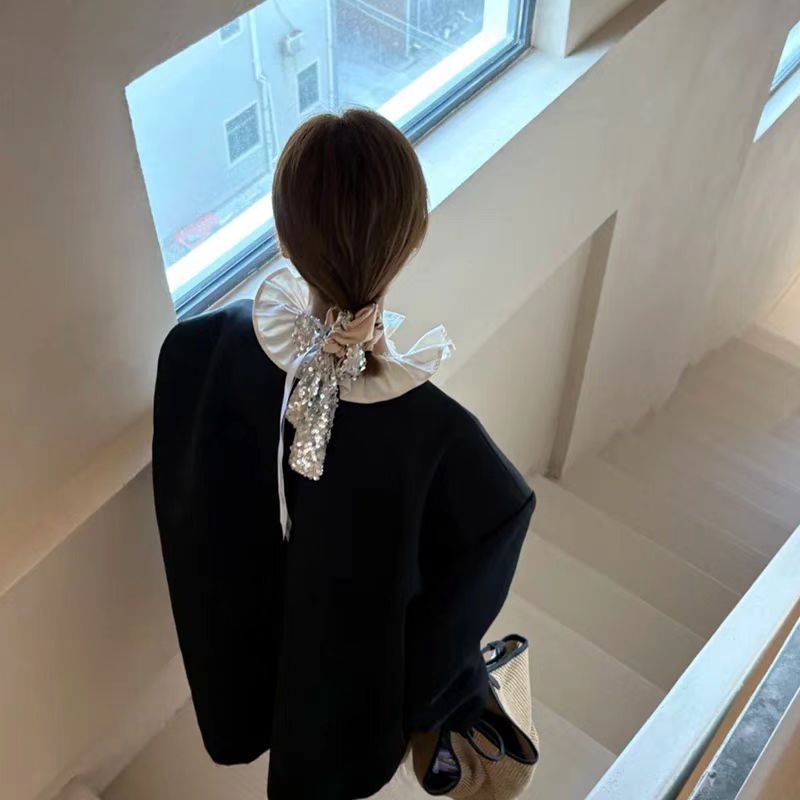 Korėjiečių stiliaus plaukų gumelė su blizgučiais kaspide, audinys, rankų darbo, aukštas elastingumas, prekinis ženklas Yaya Trend