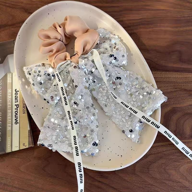 Korėjiečių stiliaus plaukų gumelė su blizgučiais kaspide, audinys, rankų darbo, aukštas elastingumas, prekinis ženklas Yaya Trend