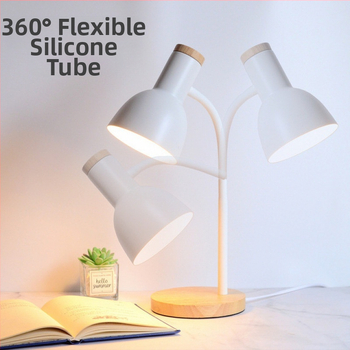 Скандинавска LED настолна лампа с защита на очите - CRI ≥90, захранване от контакт 220V, метален абажур, бутонен превключвател