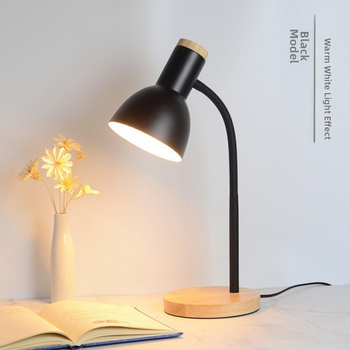 Скандинавска LED настолна лампа с защита на очите - CRI ≥90, захранване от контакт 220V, метален абажур, бутонен превключвател