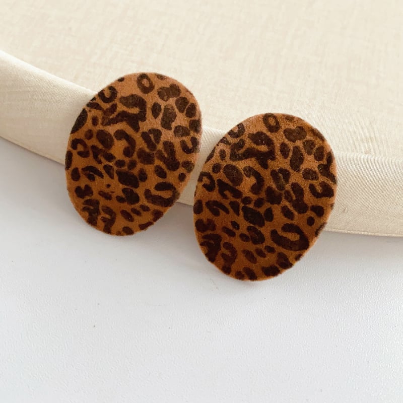 Щифтови обици: ромбовидни геометрични, леопардов принт върху платнена материя, 925 сребърни штифтове, стил Melard