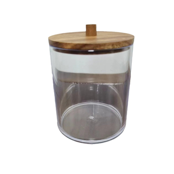 Kosmetinės laikymo dėžutė su vatos tamponų laikikliu, PS ir medžio konstrukcija, retro stilius, spausdintas logotipas