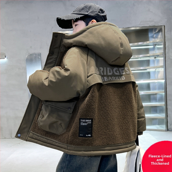 Dječja zimska jakna za dječake, vanjska tkanina od poliestera, podstava od poliestera, kapuljača, zatvarač, debeli materijal