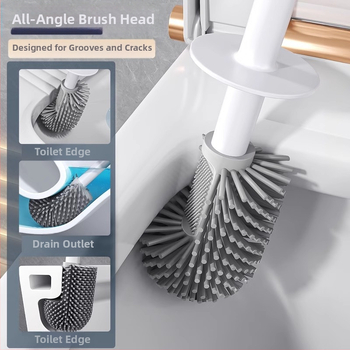 Silikoninis tualeto šepetėlis, sieninis montavimas, dizainas be mirusio kampo – Good Helper