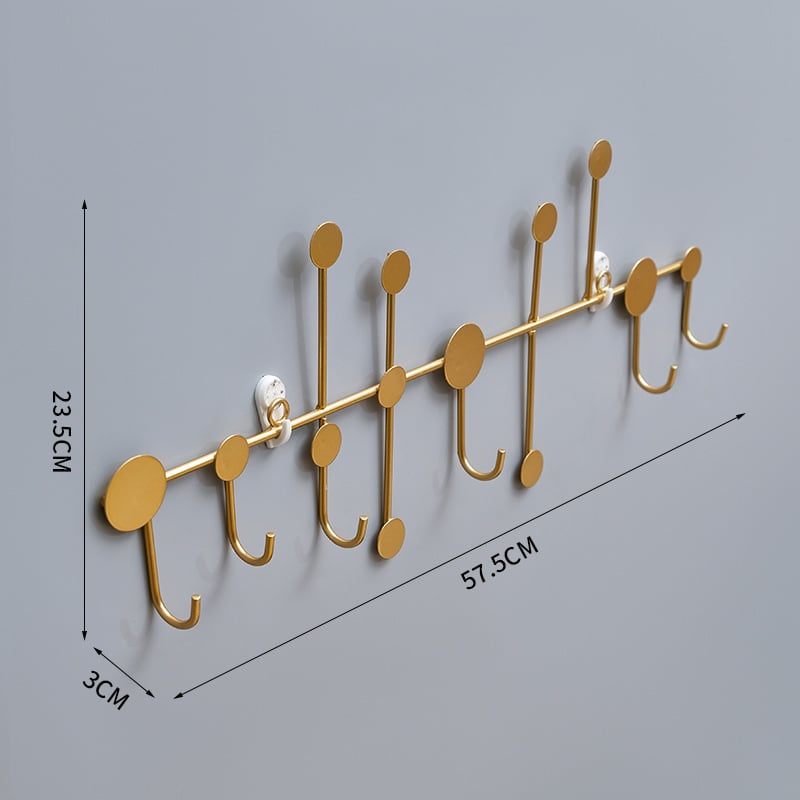 Geležinė drabužių kabykla su lapų motyvu ant įėjimo durų, be gręžimo montavimo, apkrova 5–10 kg, šviesus prabangos stilius