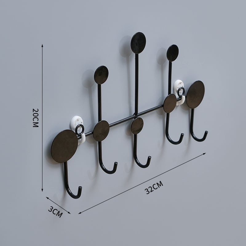 Geležinė drabužių kabykla su lapų motyvu ant įėjimo durų, be gręžimo montavimo, apkrova 5–10 kg, šviesus prabangos stilius