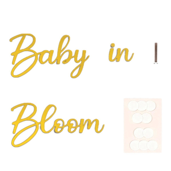 Дървена декорация за бебешка спалня с букви \'Baby in Bloom\' — буков дървен материал; бебешки реквизит; сценични декори