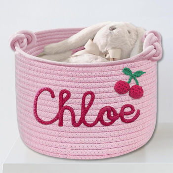 Κυκλικό καλάθι αποθήκευσης από βαμβακερό ύφασμα με χειρολαβή από βαμβακερό σχοινί, μοντέρνο μινιμαλιστικό στυλ, μοντέλο 36987 / K030