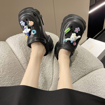 Γυναικείες πλατφόρμες με παπούτσια με τρύπες, EVA επάνω και σόλα, πάχος σόλας 6 εκ, διαπνοή, ελαφριές, αντιολισθητικές, στρογγυλή μύτη