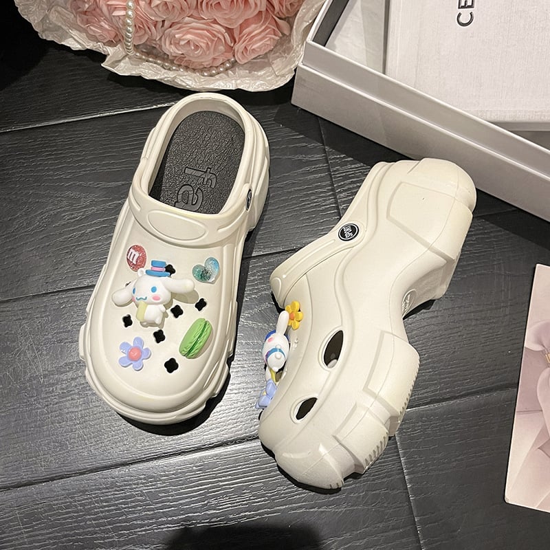 Γυναικείες πλατφόρμες με παπούτσια με τρύπες, EVA επάνω και σόλα, πάχος σόλας 6 εκ, διαπνοή, ελαφριές, αντιολισθητικές, στρογγυλή μύτη