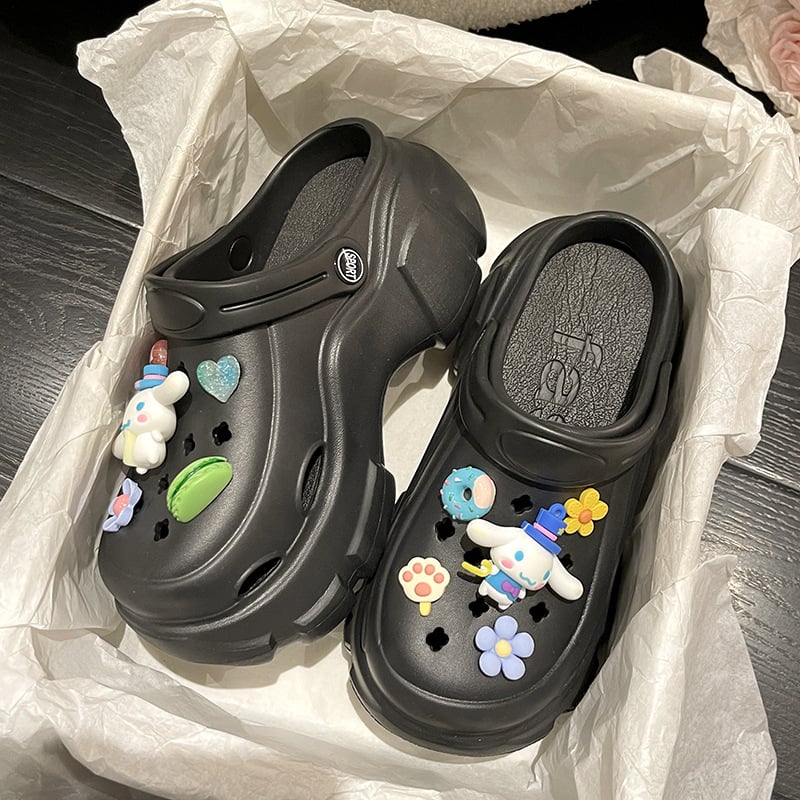 Γυναικείες πλατφόρμες με παπούτσια με τρύπες, EVA επάνω και σόλα, πάχος σόλας 6 εκ, διαπνοή, ελαφριές, αντιολισθητικές, στρογγυλή μύτη