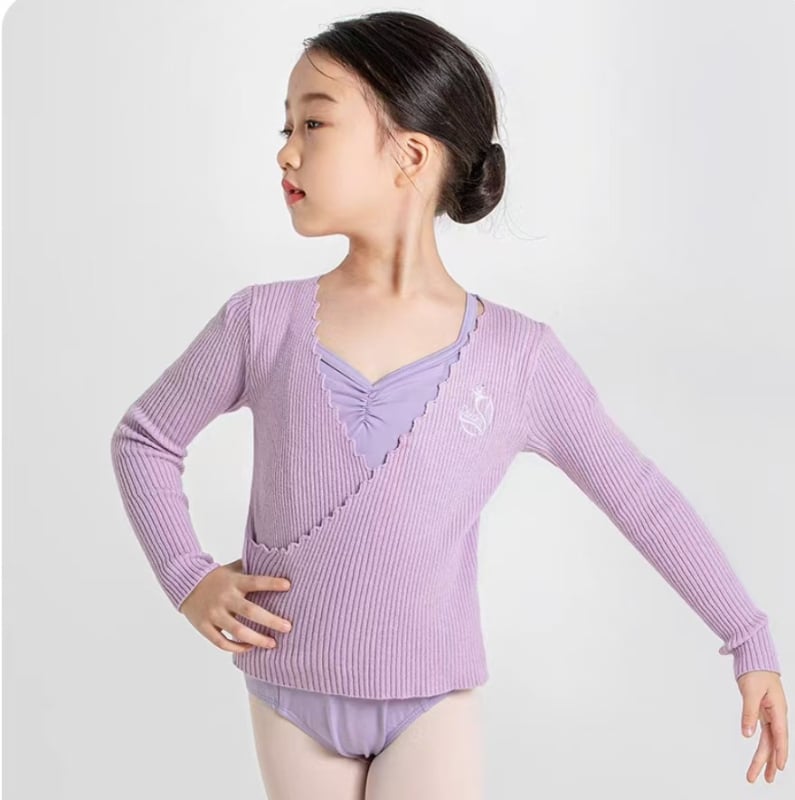 Παιδικό μπαλέτο πλεκτό ενδύμα με μακριά μανίκια και κάπα στους ώμους, 50% ινών μπαμπού, Κωδικός 83BB1002