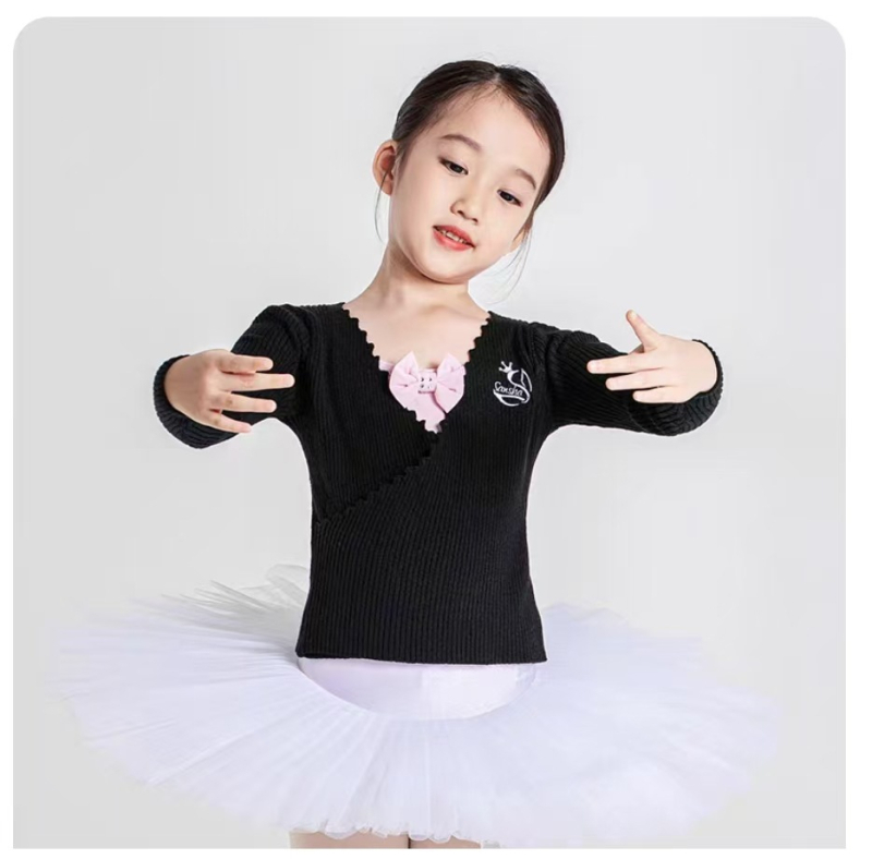 Παιδικό μπαλέτο πλεκτό ενδύμα με μακριά μανίκια και κάπα στους ώμους, 50% ινών μπαμπού, Κωδικός 83BB1002